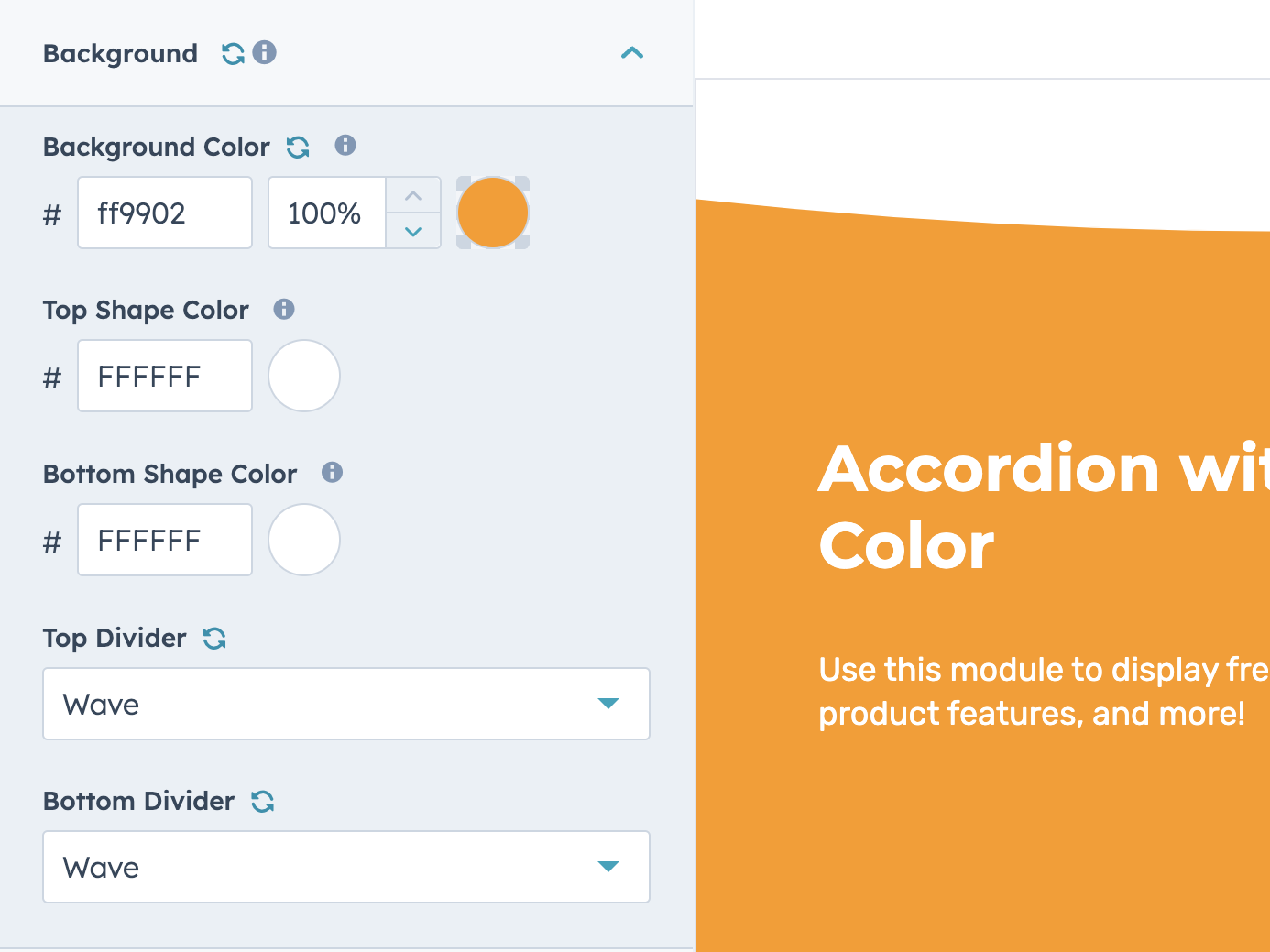 Accordion with Background Color Module by Web Canopy Studio